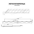 Металлочерепица МЕТАЛЛ ПРОФИЛЬ Ламонтерра (PureTech_Mat-20-7024-0.5)