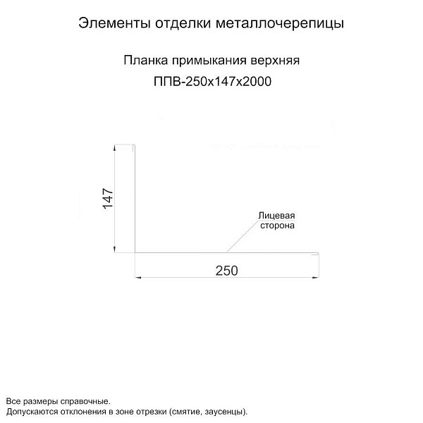 Планка примыкания верхняя 250х147х2000 (ПЭ-01-7005-0.45)